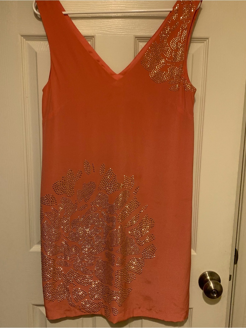 Trina Turk Coral Orange Dress with Gold Details